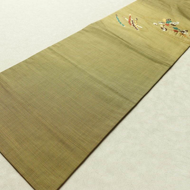 名古屋帯 太鼓柄 良品 正絹 その他の柄 名古屋仕立て なごや帯 リサイクル帯 帯 洒落 黄・黄土色_画像8