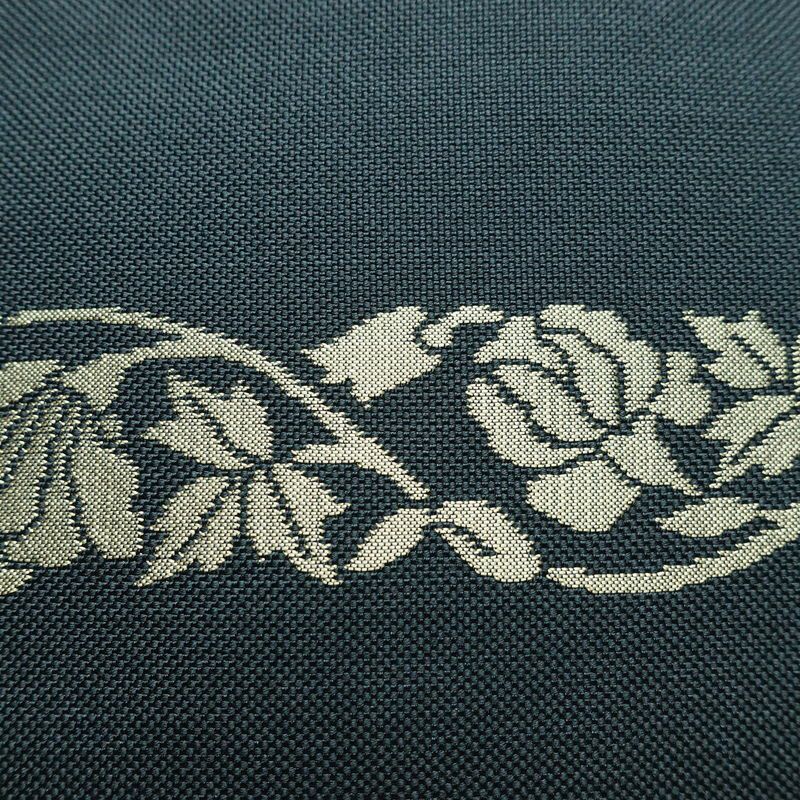 名古屋帯 太鼓柄 正絹 木の葉・植物柄 名古屋仕立て なごや帯 リサイクル帯 帯 モダン 青・紺_画像5