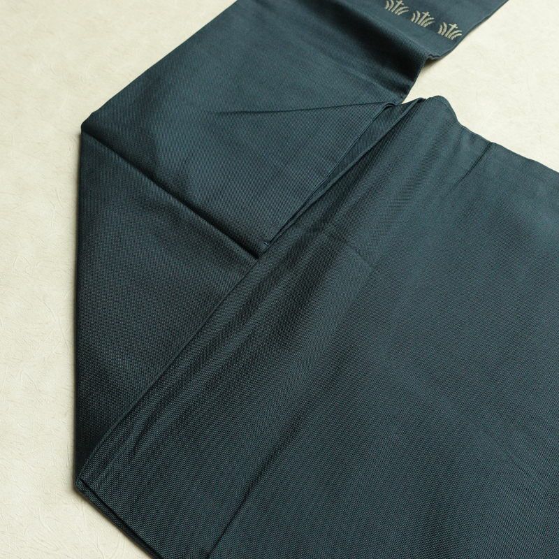 名古屋帯 太鼓柄 正絹 木の葉・植物柄 名古屋仕立て なごや帯 リサイクル帯 帯 モダン 青・紺_画像18