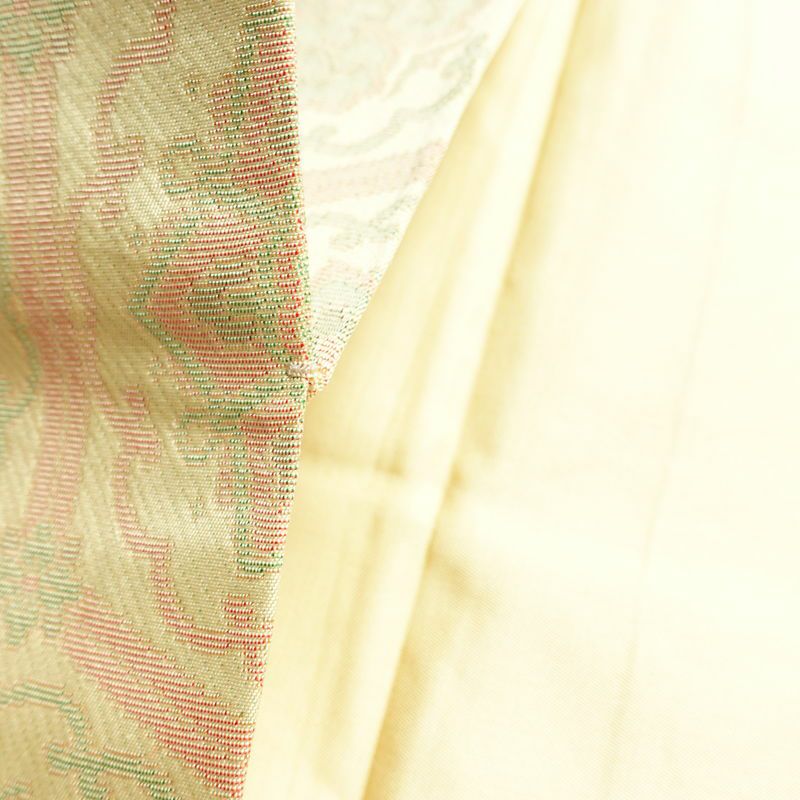 名古屋帯 六通柄 美品 正絹 亀甲柄 名古屋仕立て なごや帯 リサイクル帯 帯 未使用品 ベージュ_画像20