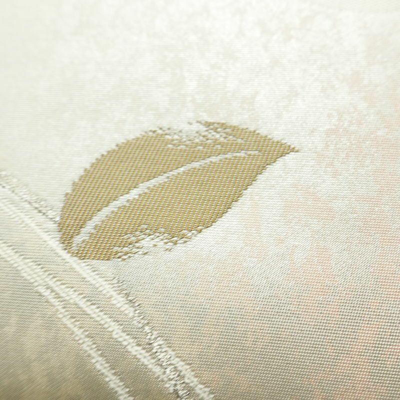 名古屋帯 六通柄 良品 正絹 花柄 名古屋仕立て なごや帯 リサイクル帯 帯 椿 箔 金糸 金・銀_画像6