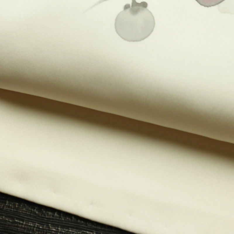 名古屋帯 太鼓柄 落款入り 正絹 花柄 通し仕立て なごや帯 リサイクル帯 帯 手描き 白_画像8