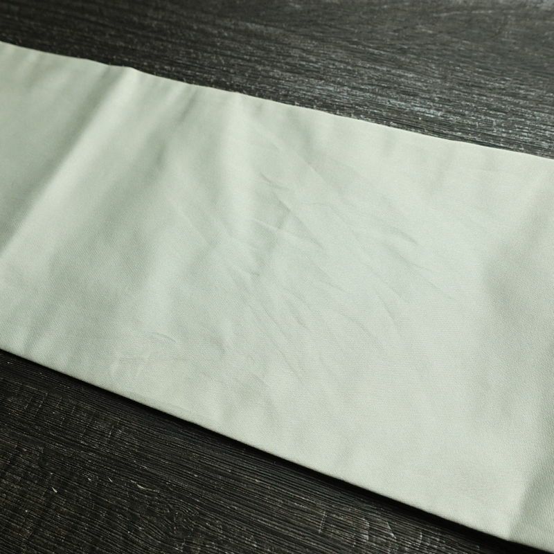 名古屋帯 太鼓柄 正絹 花柄 名古屋仕立て なごや帯 リサイクル帯 帯 椿 刺繍 箔 緑・うぐいす色_画像15