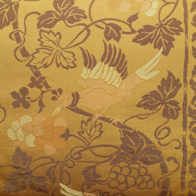 名古屋帯 全通柄 正絹 美保姿 木の葉・植物柄 通し仕立て なごや帯 リサイクル帯 帯 黄・黄土色_画像2