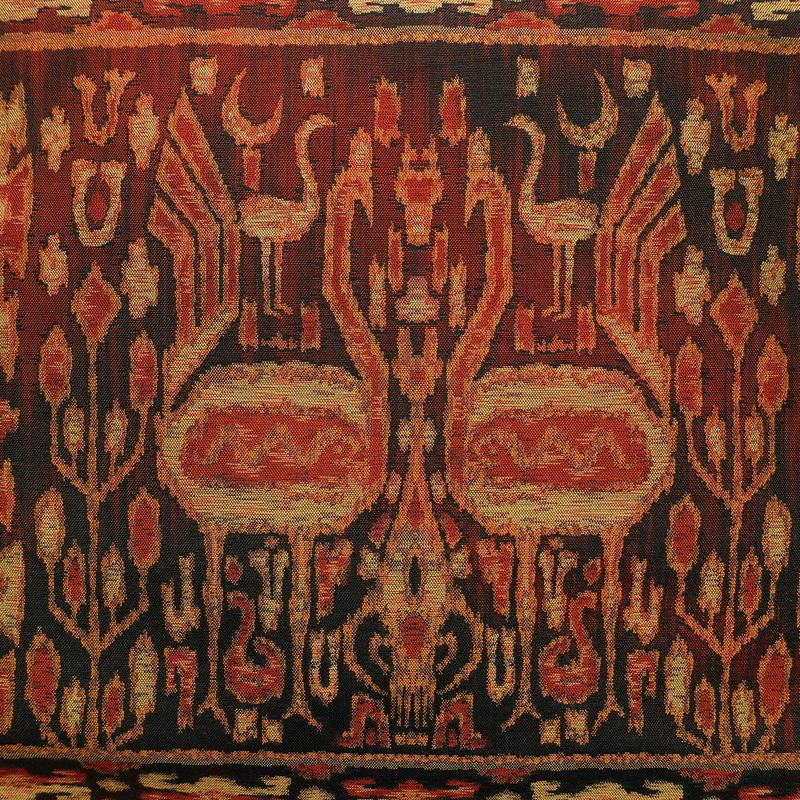 名古屋帯 全通柄 良品 正絹 幾何学柄・抽象柄 名古屋仕立て なごや帯 リサイクル帯 帯 赤・朱_画像2