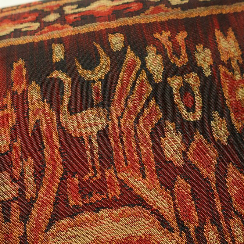 名古屋帯 全通柄 良品 正絹 幾何学柄・抽象柄 名古屋仕立て なごや帯 リサイクル帯 帯 赤・朱_画像4