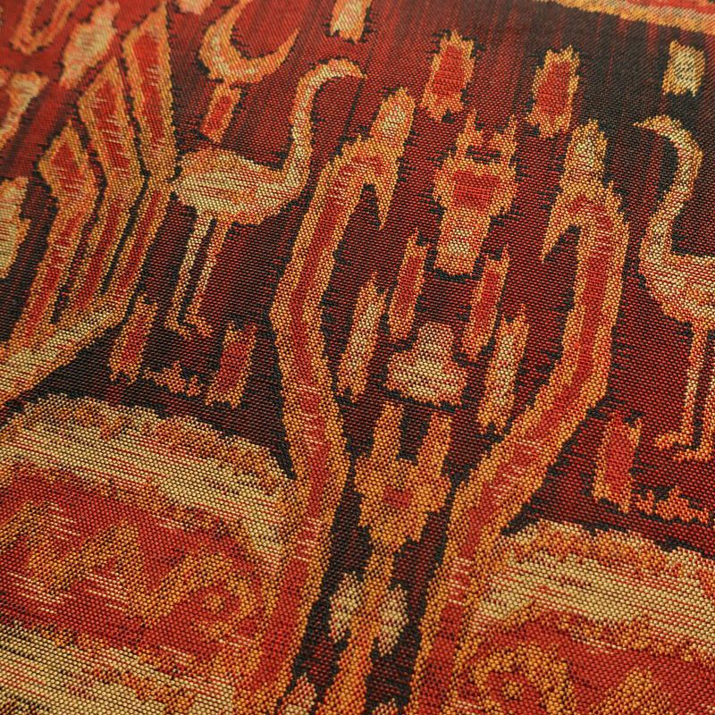 名古屋帯 全通柄 良品 正絹 幾何学柄・抽象柄 名古屋仕立て なごや帯 リサイクル帯 帯 赤・朱_画像5