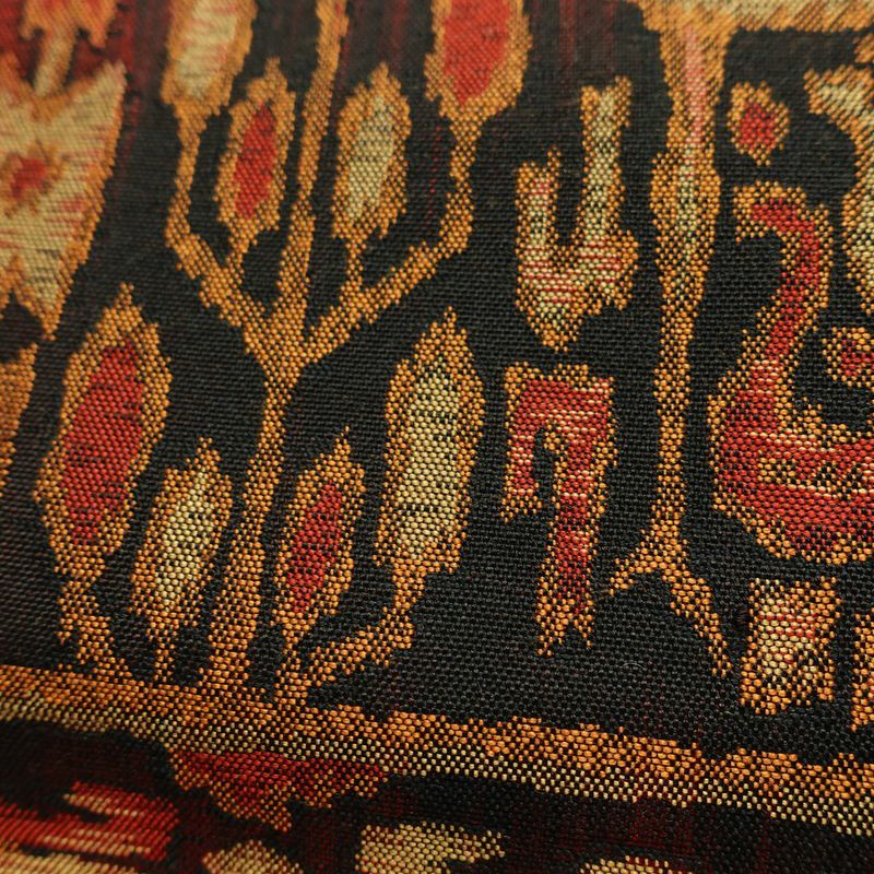 名古屋帯 全通柄 良品 正絹 幾何学柄・抽象柄 名古屋仕立て なごや帯 リサイクル帯 帯 赤・朱_画像6