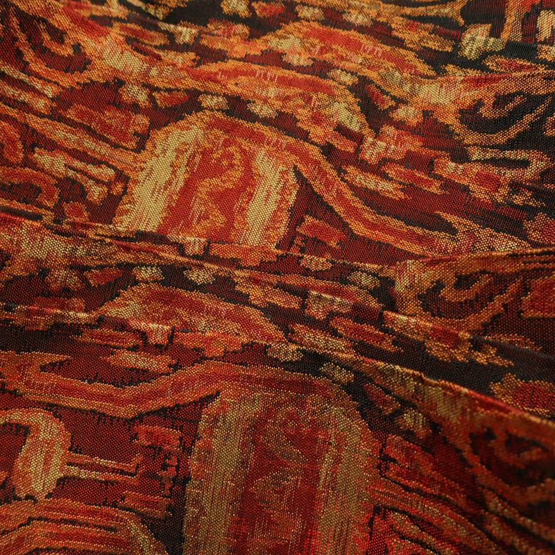 名古屋帯 全通柄 良品 正絹 幾何学柄・抽象柄 名古屋仕立て なごや帯 リサイクル帯 帯 赤・朱_画像17