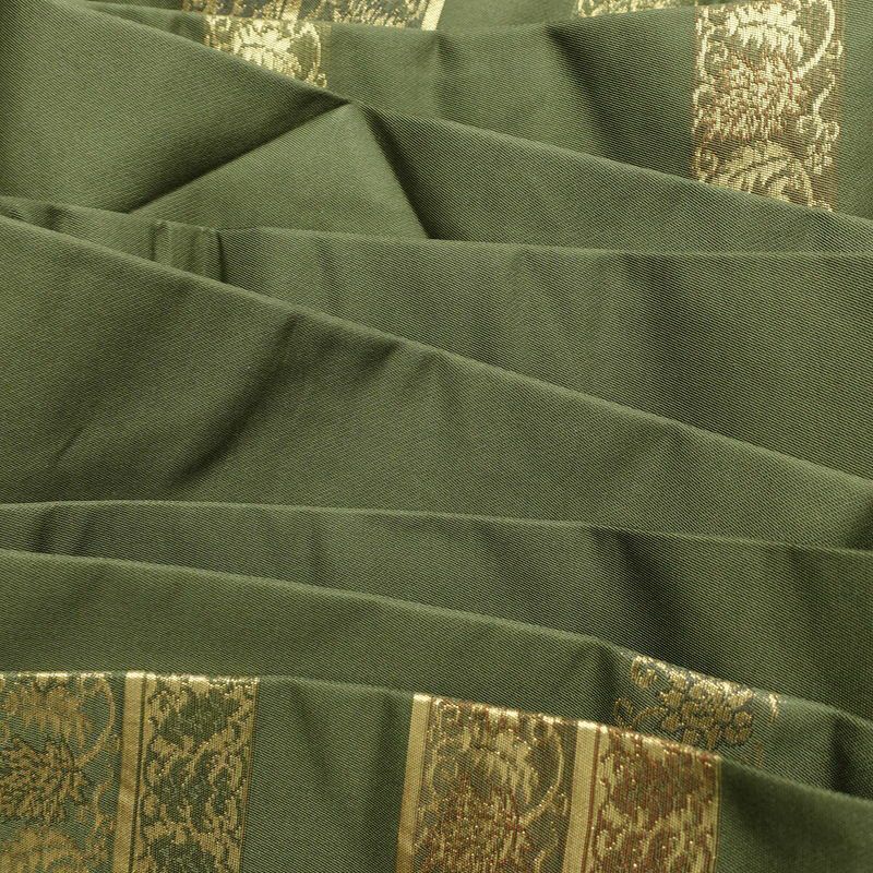 名古屋帯 六通柄 良品 正絹 縞柄・線柄 名古屋仕立て なごや帯 リサイクル帯 帯 箔 モダン 緑・うぐいす色_画像17