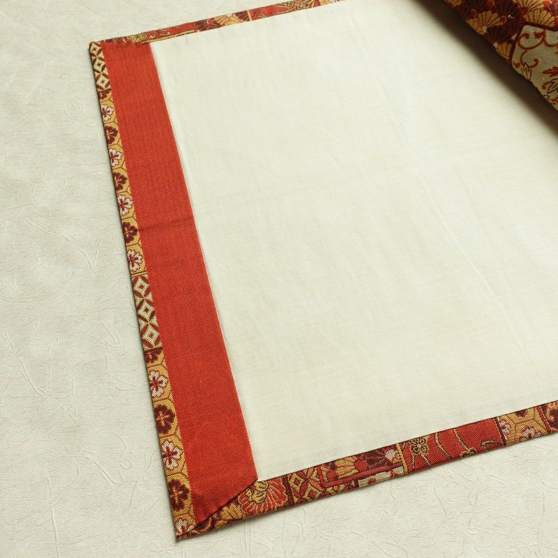 名古屋帯 全通柄 正絹 古典柄 通し仕立て なごや帯 リサイクル帯 帯 赤・朱_画像10