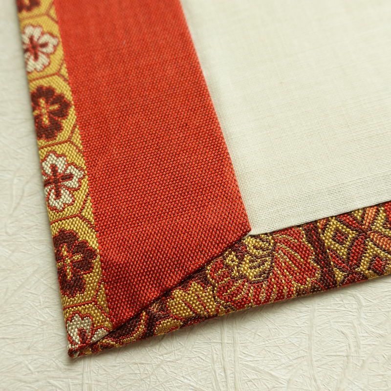 名古屋帯 全通柄 正絹 古典柄 通し仕立て なごや帯 リサイクル帯 帯 赤・朱_画像11