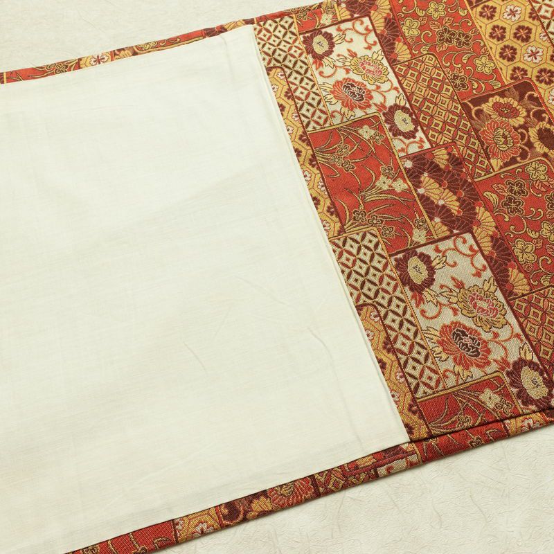 名古屋帯 全通柄 正絹 古典柄 通し仕立て なごや帯 リサイクル帯 帯 赤・朱_画像18