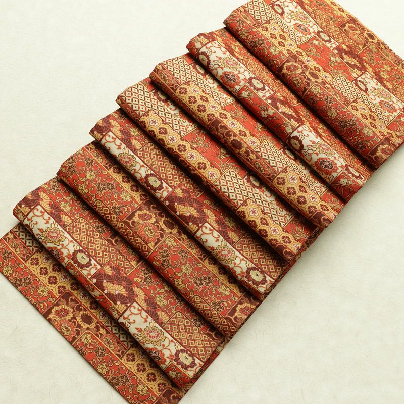 名古屋帯 全通柄 正絹 古典柄 通し仕立て なごや帯 リサイクル帯 帯 赤・朱_画像20