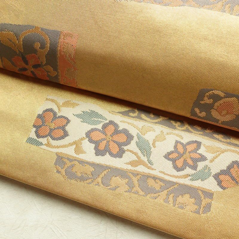 名古屋帯 葵箔錦織 六通柄 正絹 幾何学柄・抽象柄 通し仕立て なごや帯 リサイクル帯 帯 箔 金糸 金・銀_画像7