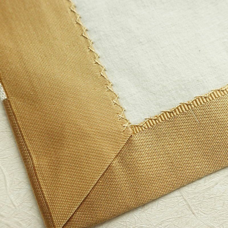 名古屋帯 葵箔錦織 六通柄 正絹 幾何学柄・抽象柄 通し仕立て なごや帯 リサイクル帯 帯 箔 金糸 金・銀_画像12