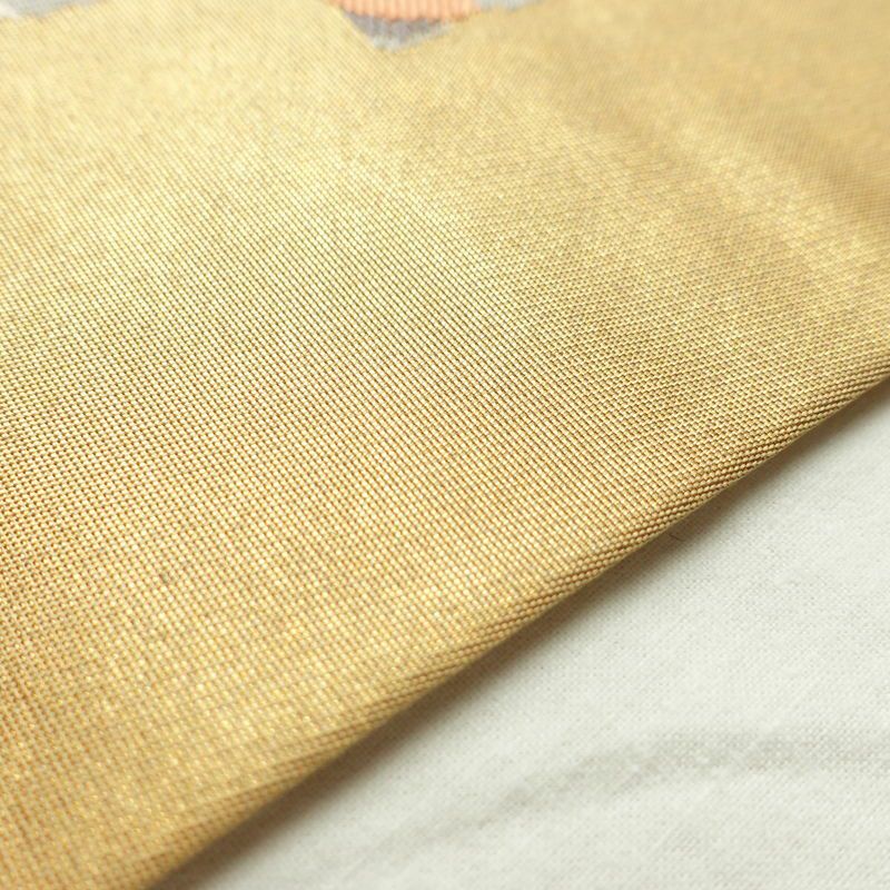 名古屋帯 葵箔錦織 六通柄 正絹 幾何学柄・抽象柄 通し仕立て なごや帯 リサイクル帯 帯 箔 金糸 金・銀_画像14