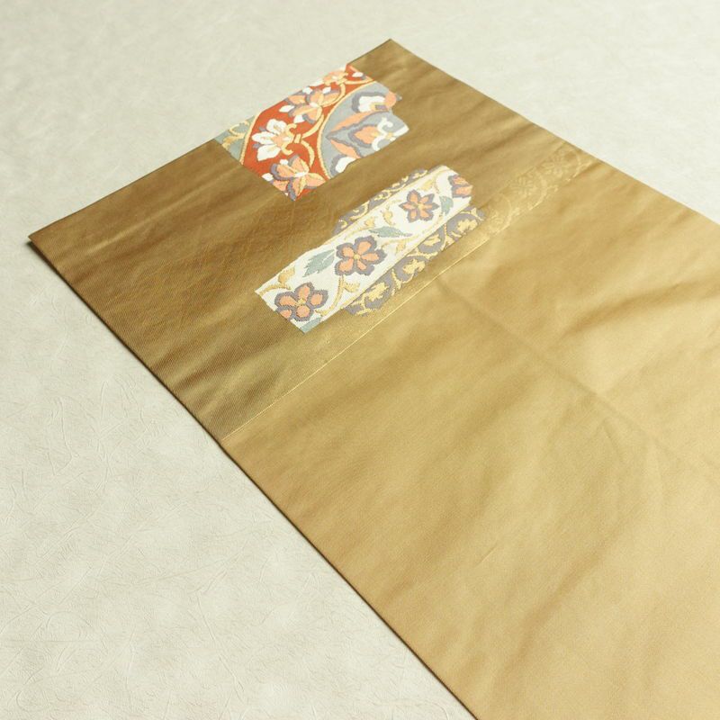 名古屋帯 葵箔錦織 六通柄 正絹 幾何学柄・抽象柄 通し仕立て なごや帯 リサイクル帯 帯 箔 金糸 金・銀_画像19