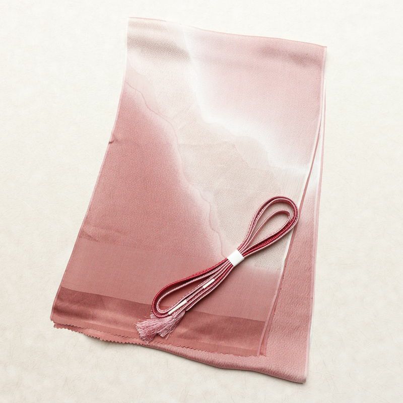 帯揚げ帯締めセット 良品 セット品 正絹 幾何学柄・抽象柄 フォーマル 上品 ピンク_画像1