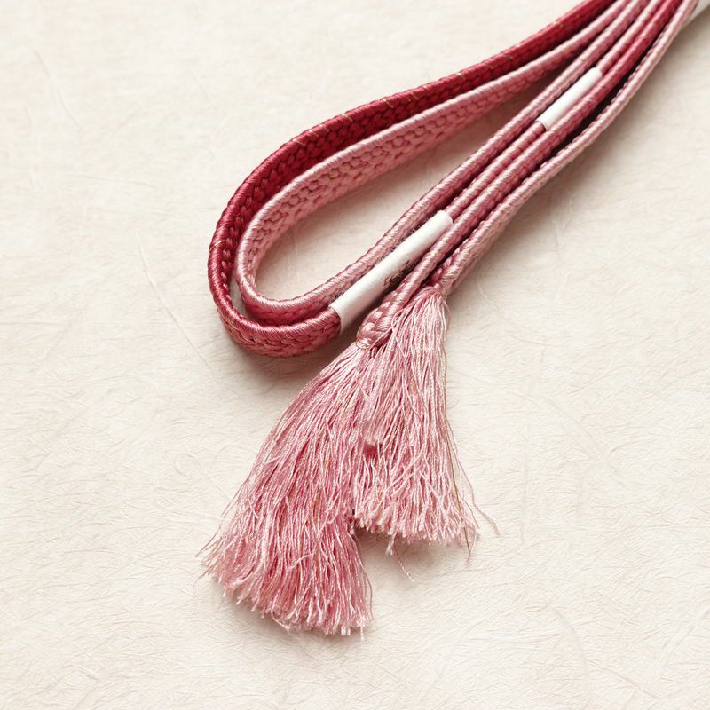 帯揚げ帯締めセット 良品 セット品 正絹 幾何学柄・抽象柄 フォーマル 上品 ピンク_画像17