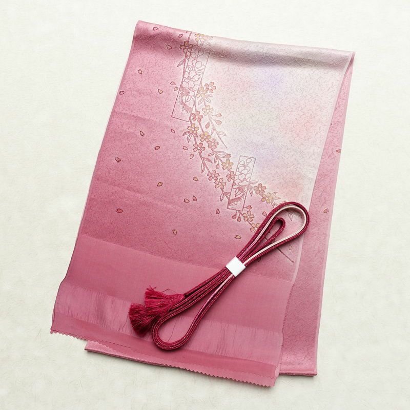 帯揚げ帯締めセット 美品 セット品 正絹 花柄 フォーマル 桜 ピンク_画像1