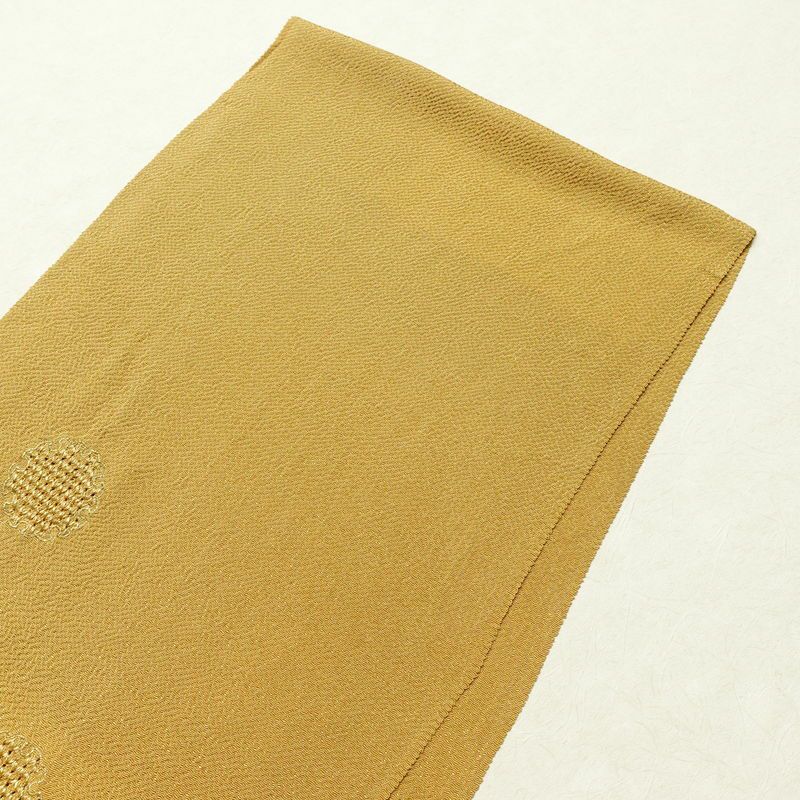 帯揚げ帯締めセット 縮緬 丹後ちりめん セット品 正絹 古典柄 刺繍 金糸 雪輪 黄・黄土色_画像2