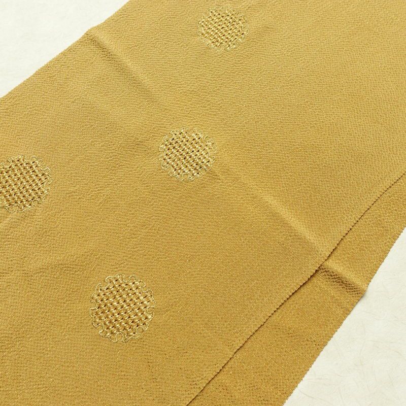 帯揚げ帯締めセット 縮緬 丹後ちりめん セット品 正絹 古典柄 刺繍 金糸 雪輪 黄・黄土色_画像3