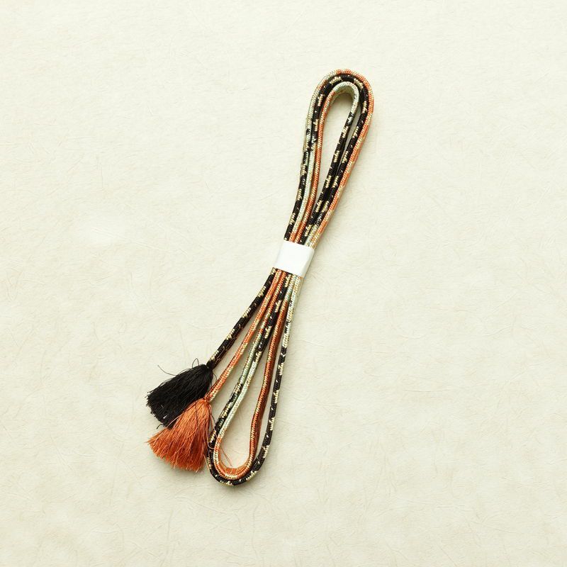 帯揚げ帯締めセット 縮緬 丹後ちりめん セット品 正絹 古典柄 刺繍 金糸 雪輪 黄・黄土色_画像14