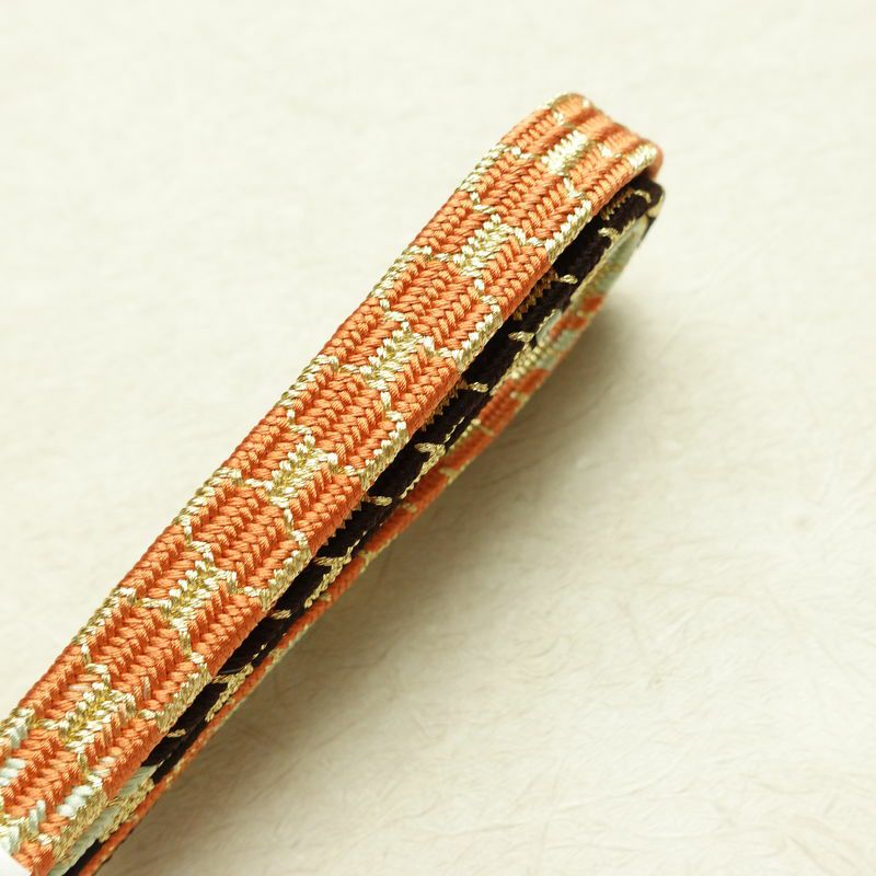 帯揚げ帯締めセット 縮緬 丹後ちりめん セット品 正絹 古典柄 刺繍 金糸 雪輪 黄・黄土色_画像16