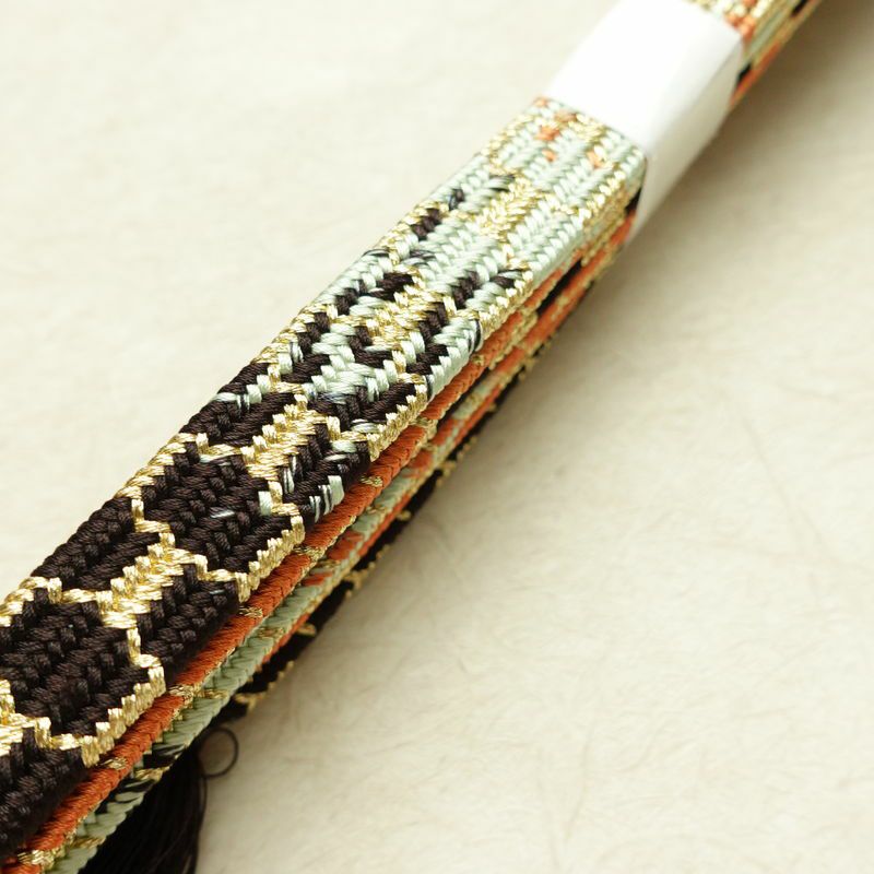 帯揚げ帯締めセット 縮緬 丹後ちりめん セット品 正絹 古典柄 刺繍 金糸 雪輪 黄・黄土色_画像17