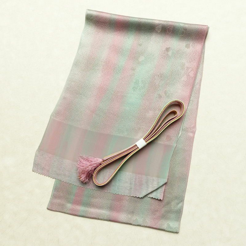 帯揚げ帯締めセット 美品 セット品 正絹 花柄 金糸 フォーマル 桜 多色使い_画像1