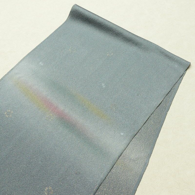 帯揚げ帯締めセット 美品 セット品 縮緬 正絹 花柄 金糸 フォーマル くすみブルー 青・紺_画像2