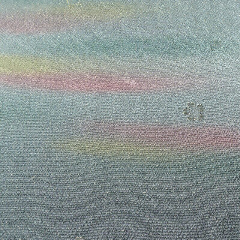 帯揚げ帯締めセット 美品 セット品 縮緬 正絹 花柄 金糸 フォーマル くすみブルー 青・紺_画像7