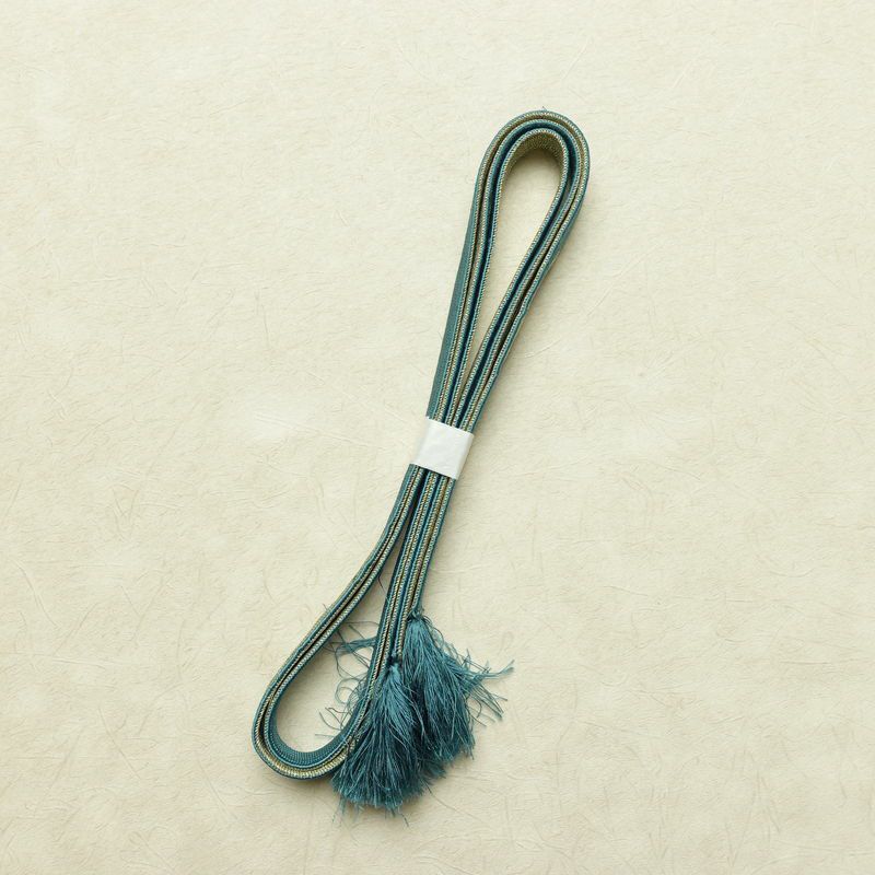 帯揚げ帯締めセット 美品 セット品 縮緬 正絹 花柄 金糸 フォーマル くすみブルー 青・紺_画像13