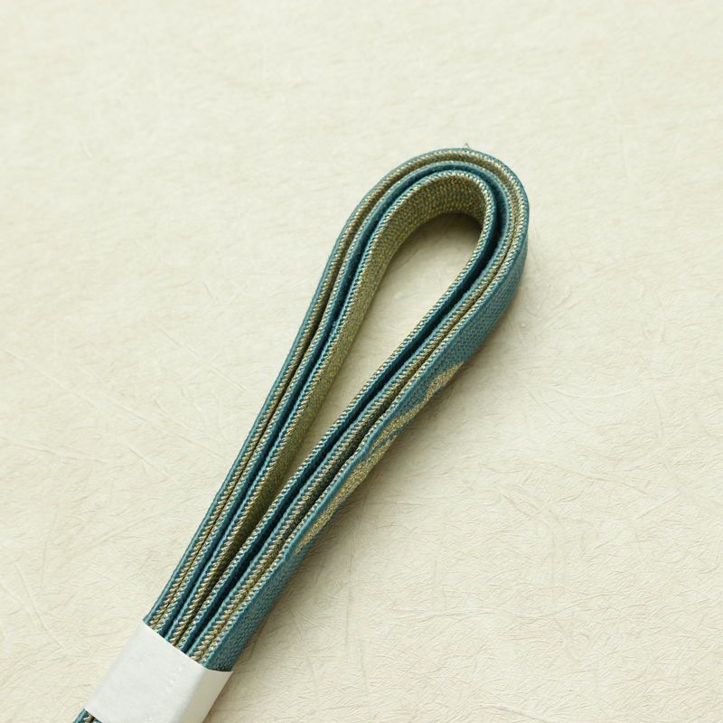 帯揚げ帯締めセット 美品 セット品 縮緬 正絹 花柄 金糸 フォーマル くすみブルー 青・紺_画像15