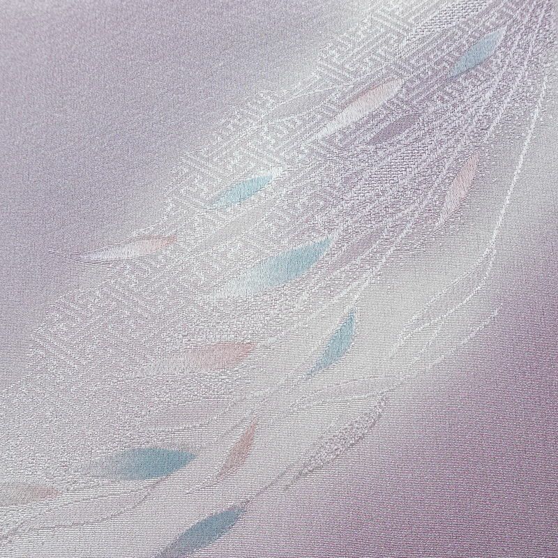 帯揚げ帯締めセット 美品 セット品 縮緬 平組 フォーマル用 正絹 木の葉・植物柄 上品 紫・藤色_画像6