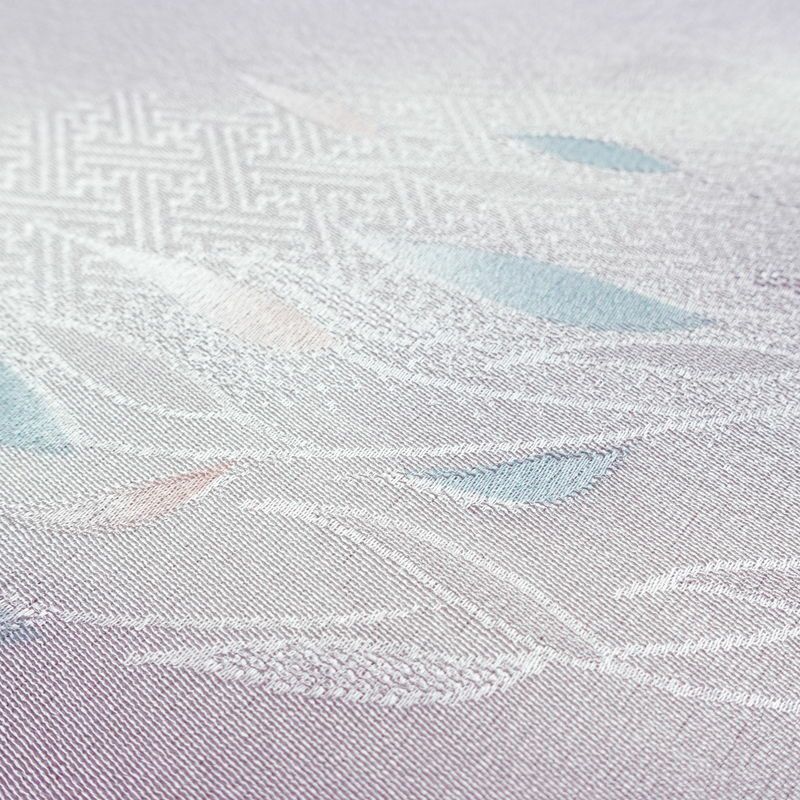 帯揚げ帯締めセット 美品 セット品 縮緬 平組 フォーマル用 正絹 木の葉・植物柄 上品 紫・藤色_画像7