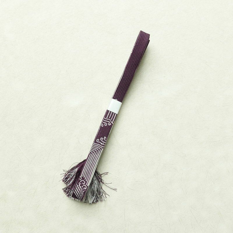 帯揚げ帯締めセット 美品 セット品 縮緬 平組 フォーマル用 正絹 木の葉・植物柄 上品 紫・藤色_画像11