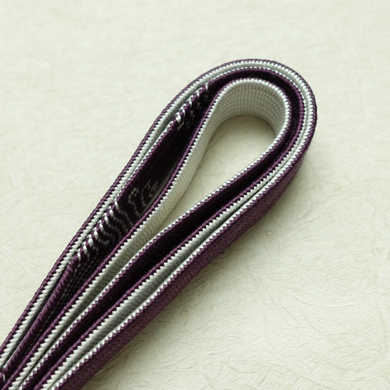 帯揚げ帯締めセット 美品 セット品 縮緬 平組 フォーマル用 正絹 木の葉・植物柄 上品 紫・藤色_画像13