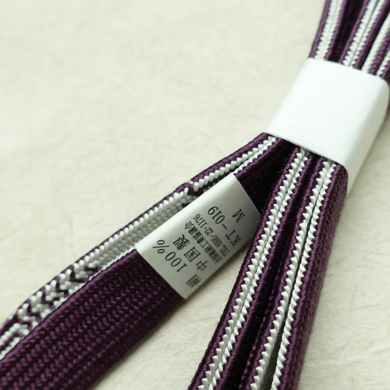 帯揚げ帯締めセット 美品 セット品 縮緬 平組 フォーマル用 正絹 木の葉・植物柄 上品 紫・藤色_画像15