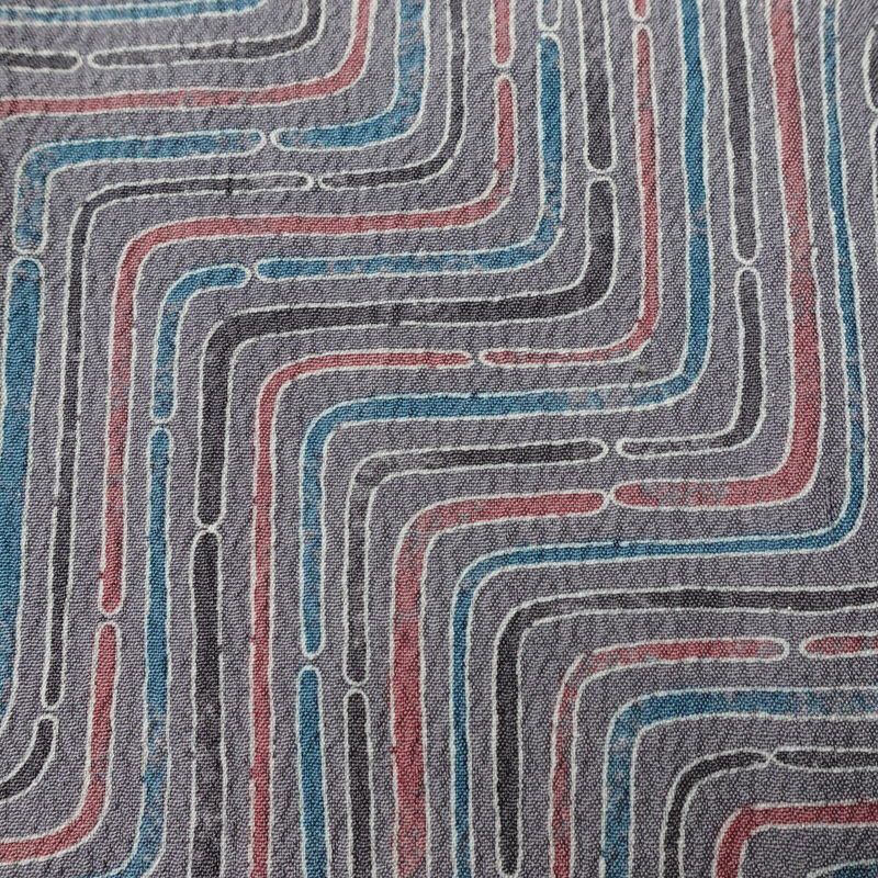 単衣 小紋 良品 しつけ糸付き バチ衿仕立て 正絹 幾何学柄・抽象柄 単衣仕立て 身丈157cm 裄丈65cm リサイクル着物 着物 紫・藤色_画像7