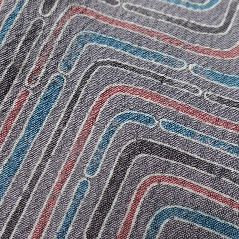 単衣 小紋 良品 しつけ糸付き バチ衿仕立て 正絹 幾何学柄・抽象柄 単衣仕立て 身丈157cm 裄丈65cm リサイクル着物 着物 紫・藤色_画像9