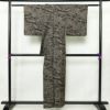 大島紬 正絹 木の葉・植物柄 袷仕立て 身丈154.5cm 裄丈62.5cm リサイクル着物 着物 松 茶_画像2