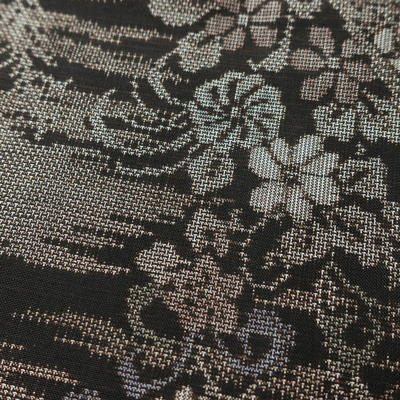 大島紬 正絹 木の葉・植物柄 袷仕立て 身丈154.5cm 裄丈62.5cm リサイクル着物 着物 松 茶_画像7