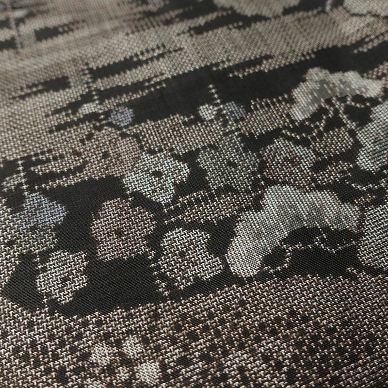 大島紬 正絹 木の葉・植物柄 袷仕立て 身丈154.5cm 裄丈62.5cm リサイクル着物 着物 松 茶_画像8