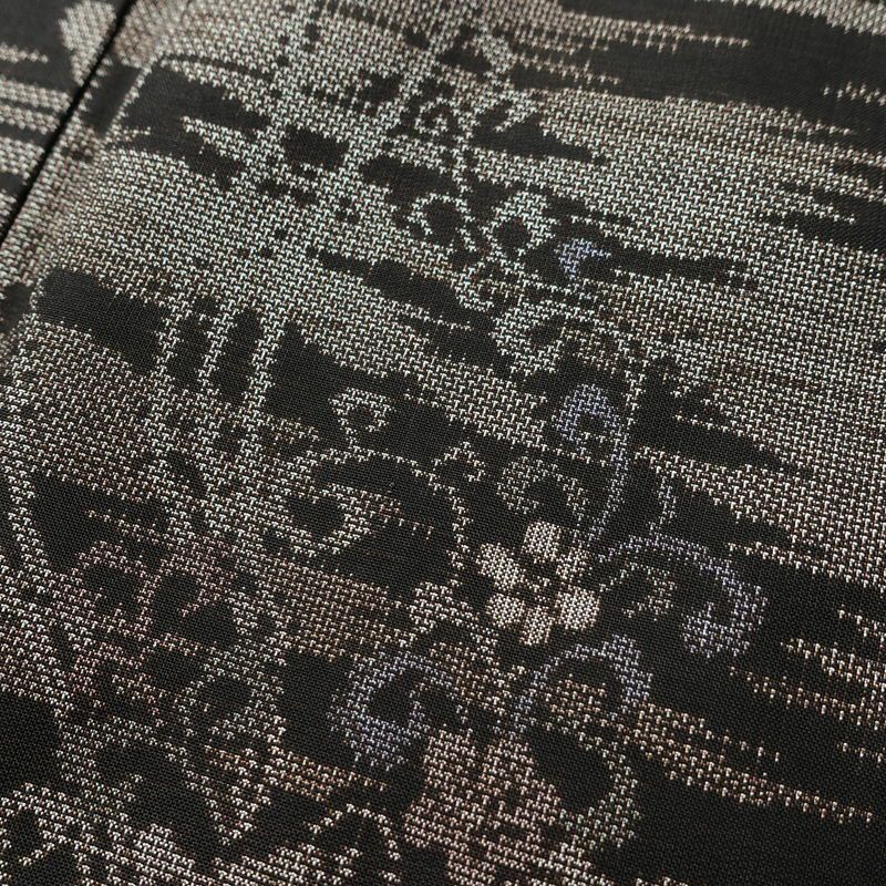 大島紬 正絹 木の葉・植物柄 袷仕立て 身丈154.5cm 裄丈62.5cm リサイクル着物 着物 松 茶_画像10