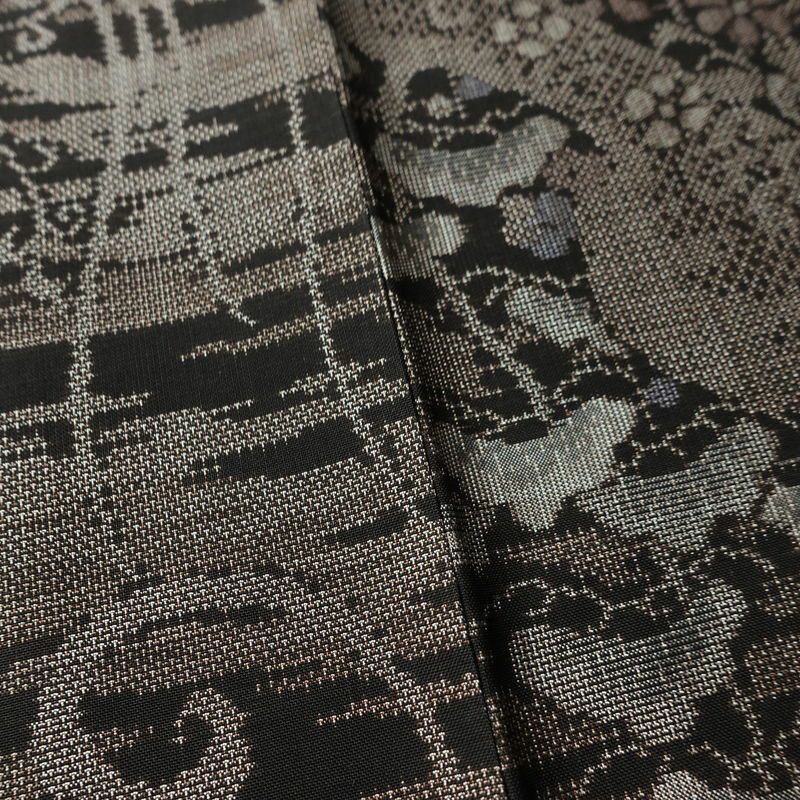 大島紬 正絹 木の葉・植物柄 袷仕立て 身丈154.5cm 裄丈62.5cm リサイクル着物 着物 松 茶_画像11