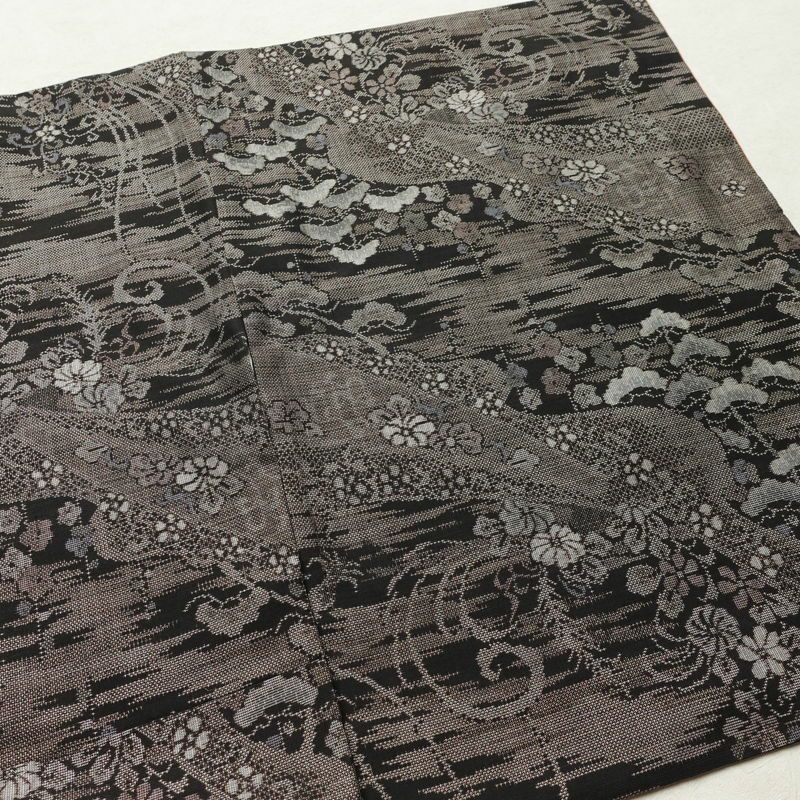 大島紬 正絹 木の葉・植物柄 袷仕立て 身丈154.5cm 裄丈62.5cm リサイクル着物 着物 松 茶_画像13