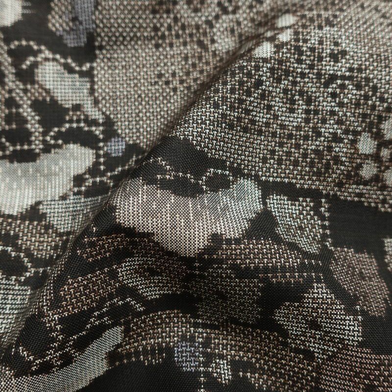 大島紬 正絹 木の葉・植物柄 袷仕立て 身丈154.5cm 裄丈62.5cm リサイクル着物 着物 松 茶_画像21