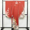 振袖 正絹 古典柄 伊達衿付き 袷仕立て 身丈166cm 裄丈67cm リサイクル着物 着物 箔 金彩 成人式 二十歳 二十歳の集い 盛り上げ箔 梅 赤・朱_画像2